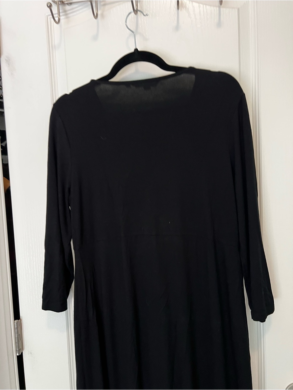 BODEN Black Draped V-Neck Maxi Dress with 3/4 Sleeves Size 16 long - Picture 6 of 12